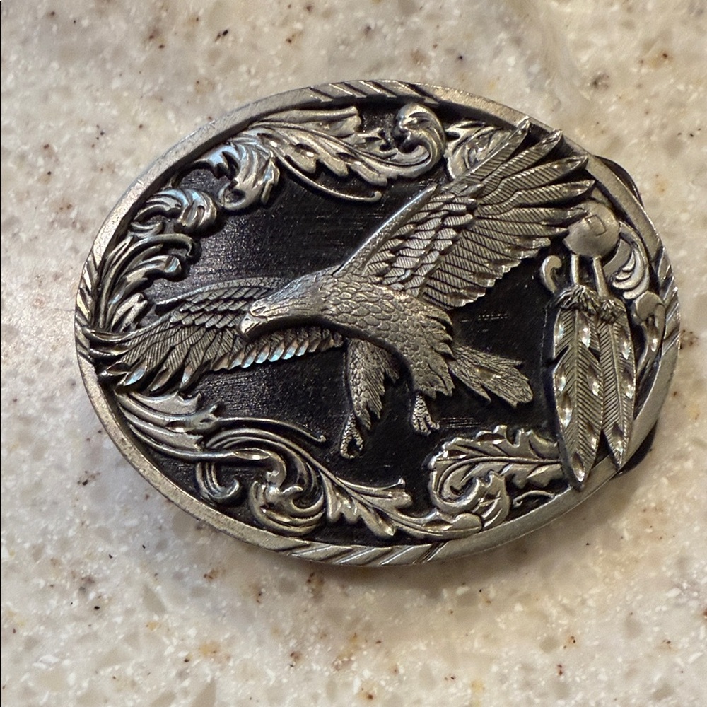 Intricate Silver Eagle Belt Buckle
